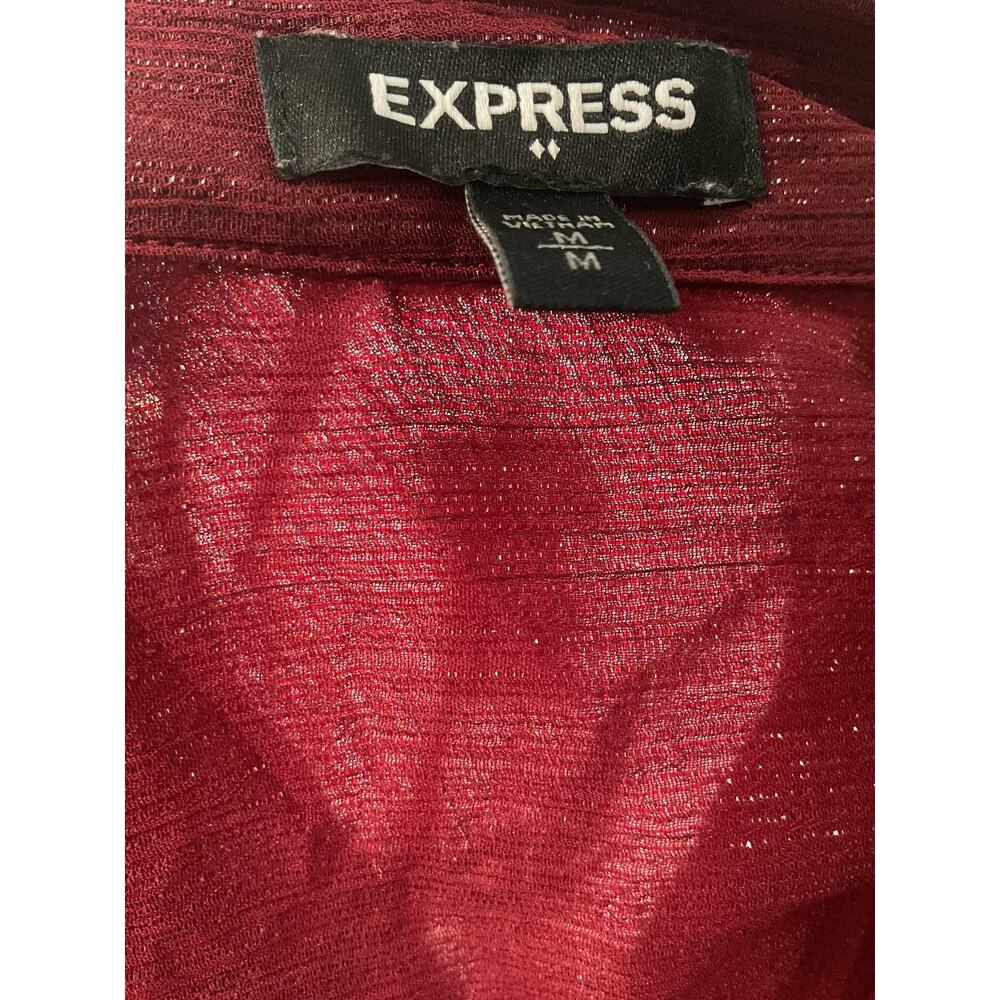 Express Red Chiffon Button-Up Top - image 3